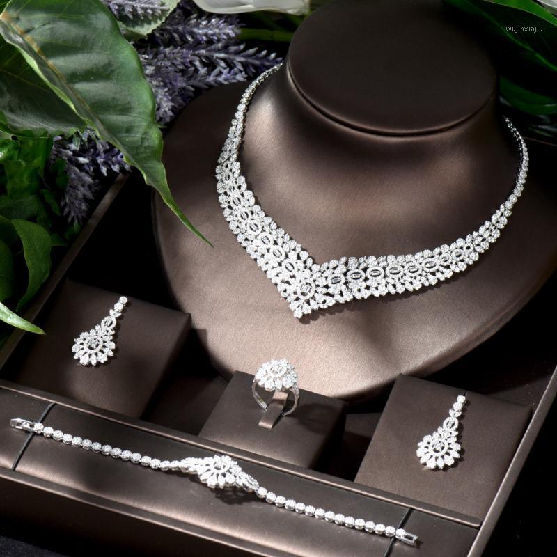 Earrings & Necklace HIBRIDE Est Luxury Sparking Brilliant Cubic Zircon Clear Earring Set Wedding Bridal Jewelry Sets Dress Party N-1142, As pic
Earrings & Necklace HIBRIDE Est Luxury Sparking Brilliant Cubic Zircon Clear Earring Set Wedding Bridal Jewelry Sets Dress Party N-1142, As pic