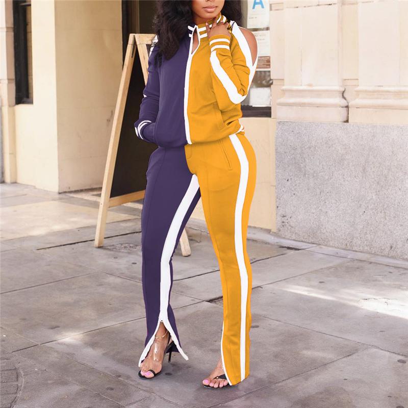 Women' Tracksuits 2021 4 Colors Fashion Women Sports 2-piece Outfit Set Long Sleeve Color Block Top+Pants For Ladies Tracksuit
Women' Tracksuits 2021 4 Colors Fashion Women Sports 2-piece Outfit Set Long Sleeve Color Block Top+Pants For Ladies Tracksuit