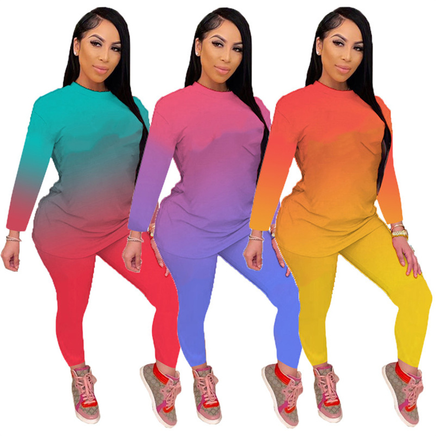Women Plus size Tracksuits Gradient Two piece sets sports outfits Lette print Spring Fall Clothing long sleeve hoodies+skinny pants 5641, Mix color
Women Plus size Tracksuits Gradient Two piece sets sports outfits Lette print Spring Fall Clothing long sleeve hoodies+skinny pants 5641, Mix color