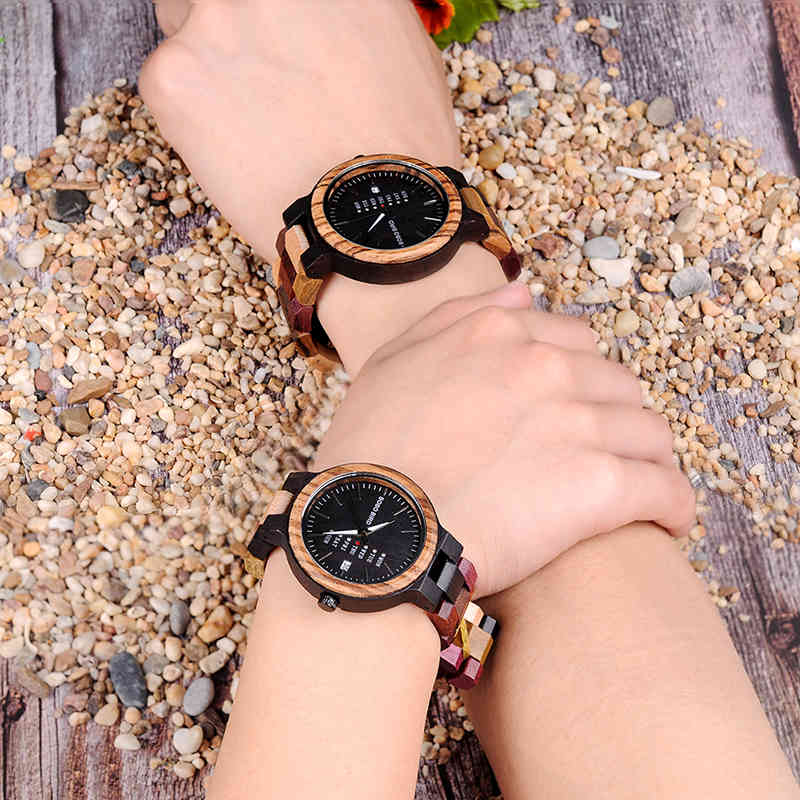 BOBO BIRD Wood Watch Men Women Quartz Week Date Couple Timepiece Colorful Wooden Band Customize Gift Wholesale Dropship 210329 - view 5