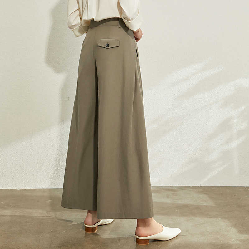 Women Wide Leg Pants Fashion Solid High Waist Loose Pockets Female Casual 12040225 210527