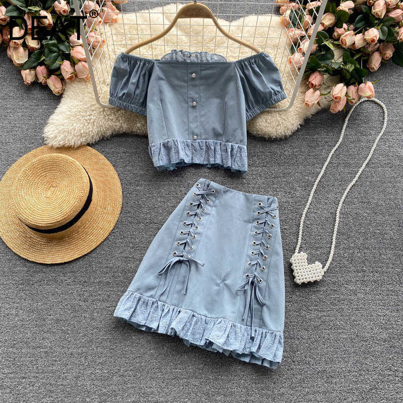 DEAT Women Skirt Slash Neck Ruffles Bandage Short Two Piece Set Fashion Temperament Spring Summer 11D337 210709, White
DEAT Women Skirt Slash Neck Ruffles Bandage Short Two Piece Set Fashion Temperament Spring Summer 11D337 210709, White
