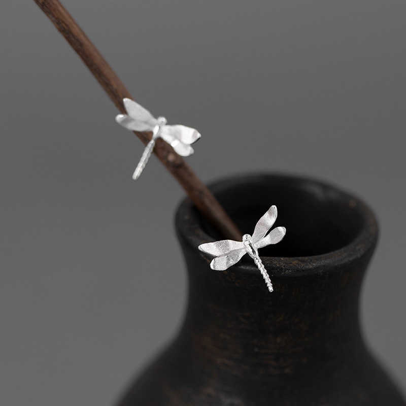 INATURE Cute Dragonfly 925 Sterling Silver Women Ear Stud Earrings For Girls Jewerly Gifts 211009