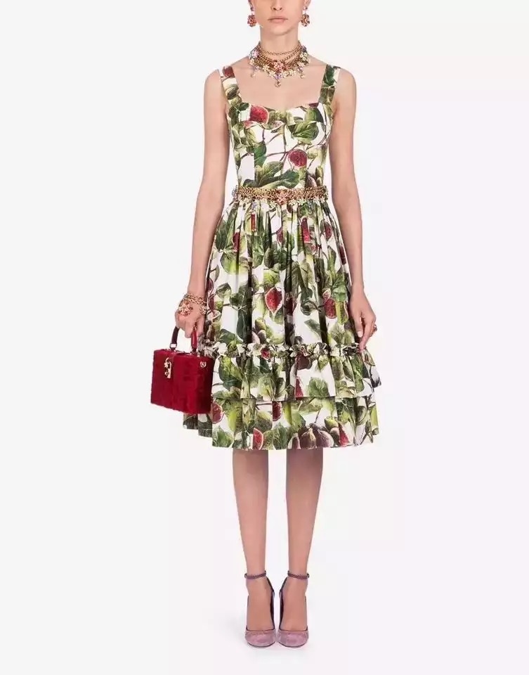 summer dress spaghetti green flower printed A-line ruched party beach boho dresses women casual vintage vestidos 210421