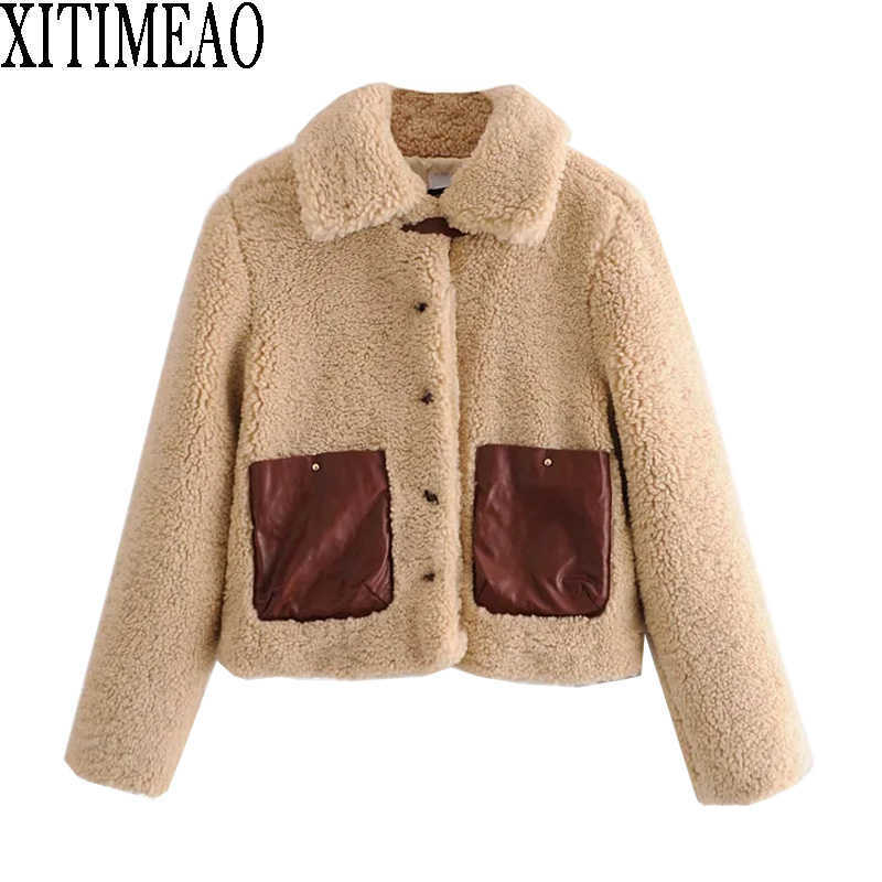 ZA Women Autumn Winter Turndown Collar Lambskin Short Coat Female Fashion Pocket Decoration Jacket 210602, As picture
ZA Women Autumn Winter Turndown Collar Lambskin Short Coat Female Fashion Pocket Decoration Jacket 210602, As picture