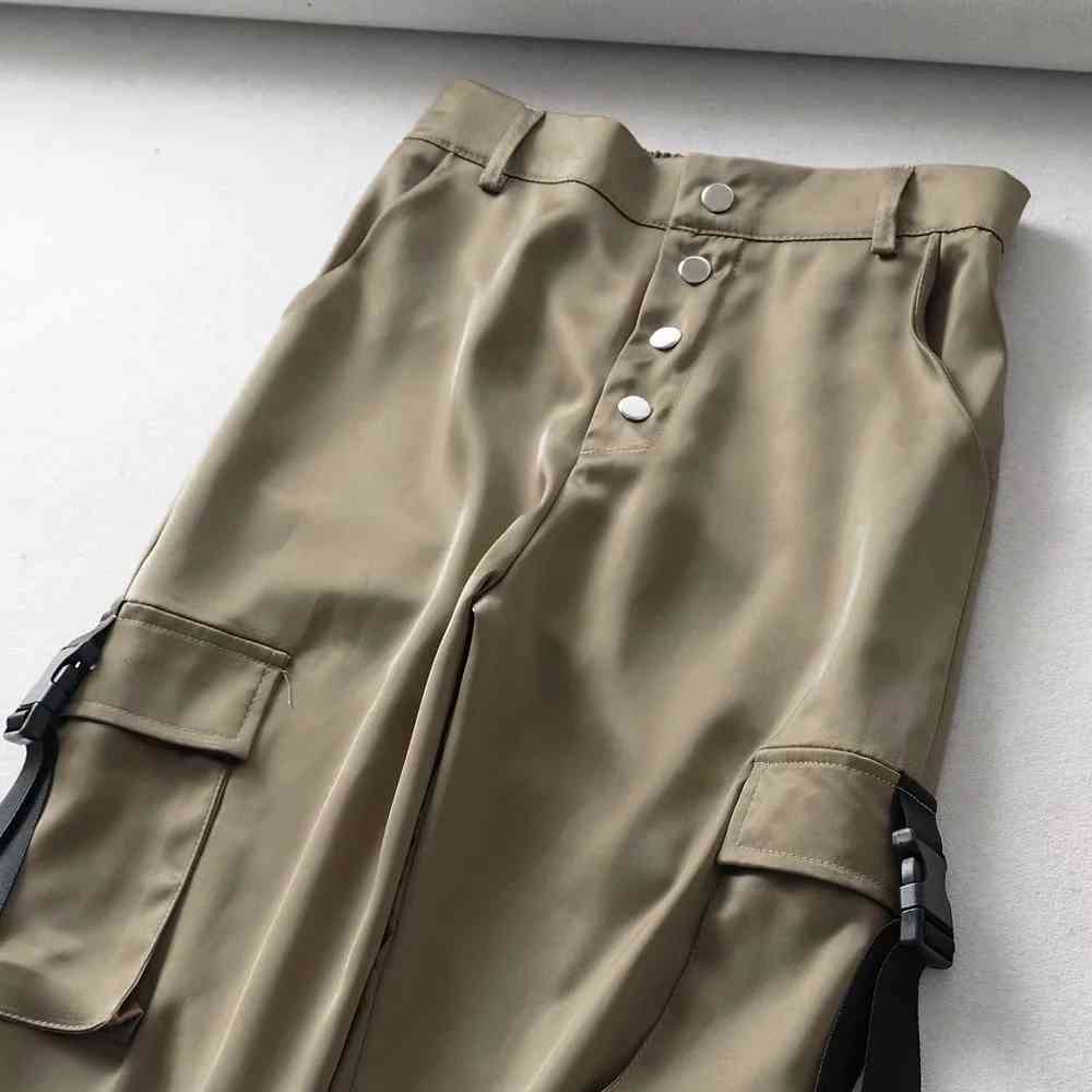 winter Vintage black Cargo Pants women loose camo satin pants baggy joggers trousers streetwear punk capris Korean Fashion 210521