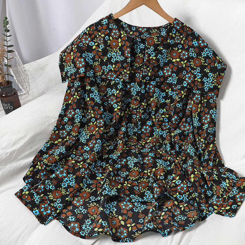 VANOVICH Korean Style Lapel Summer Fashion Print Sweet Ladies Blouses and Tops Casual Wild Women Clothing 210615