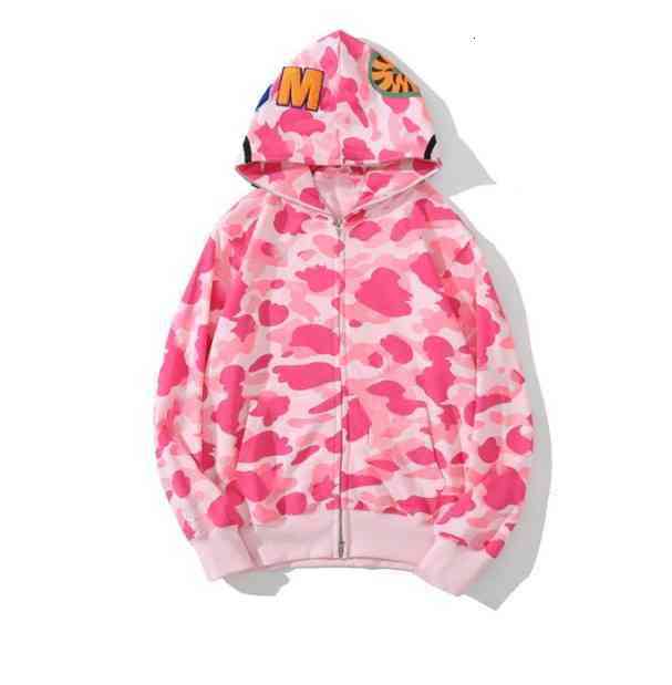 Fashion mens shark hoodie Embroidery Teenager Blue Pink Bathing Black APE Male Tide Men 's Couples camouflage Drake Ovo Jackets S-3XL