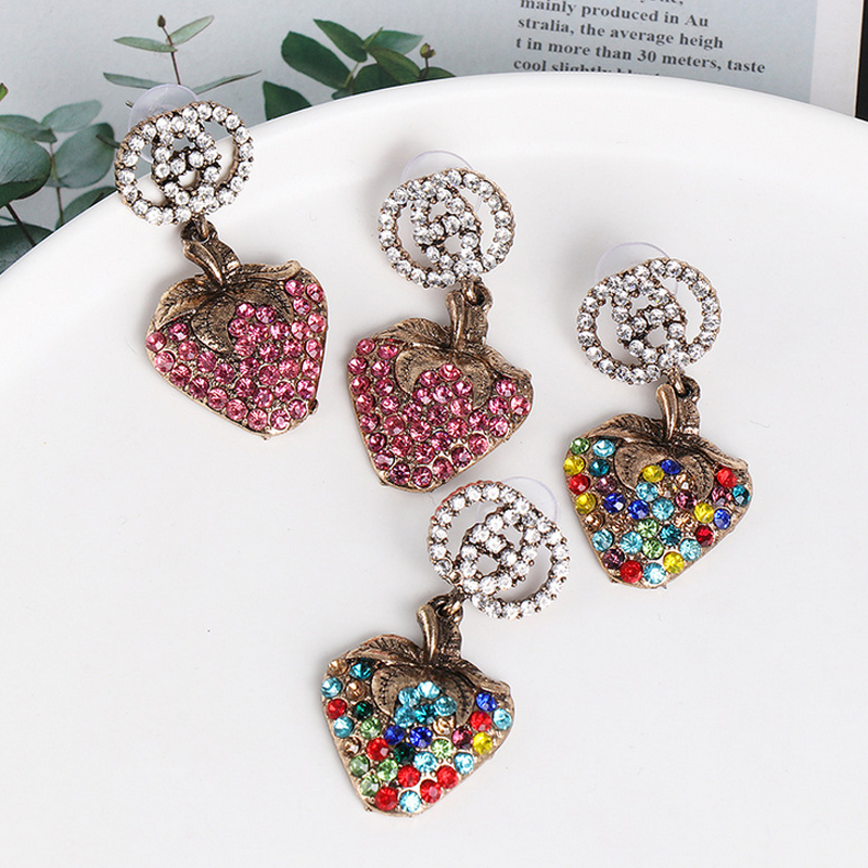 women rhinestone strawberry stud earring vintage fruit strawberry earring jewelry gift for love girlfriend 2 colors, Golden;silver
women rhinestone strawberry stud earring vintage fruit strawberry earring jewelry gift for love girlfriend 2 colors, Golden;silver