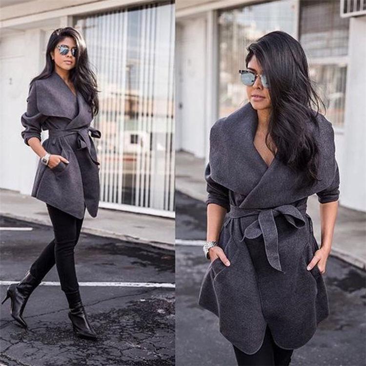 Women' Wool & Blends 2021 Winter Woolen Women Coat Warm Long Sleeve Turn-down Collar Lace Up Pocket Female Coats Elegant Ladies Outerwear, Black
Women' Wool & Blends 2021 Winter Woolen Women Coat Warm Long Sleeve Turn-down Collar Lace Up Pocket Female Coats Elegant Ladies Outerwear, Black