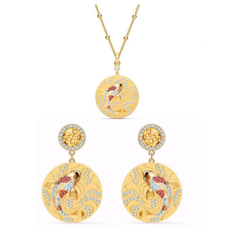 Earrings & Necklace High Quality SWA 2021 Shine Fish Series Good Luck Koi Shaped Coin Pendant Necklaces Set Girlfriend Gift, Silver
Earrings & Necklace High Quality SWA 2021 Shine Fish Series Good Luck Koi Shaped Coin Pendant Necklaces Set Girlfriend Gift, Silver