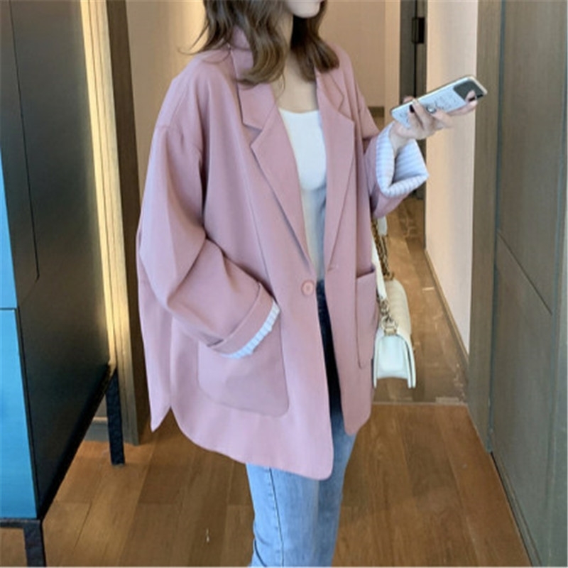 Wonder Spring Autumn Suit Jacket Vintage Korean British style chic casual Blazers girls Loose Outerwears 210510