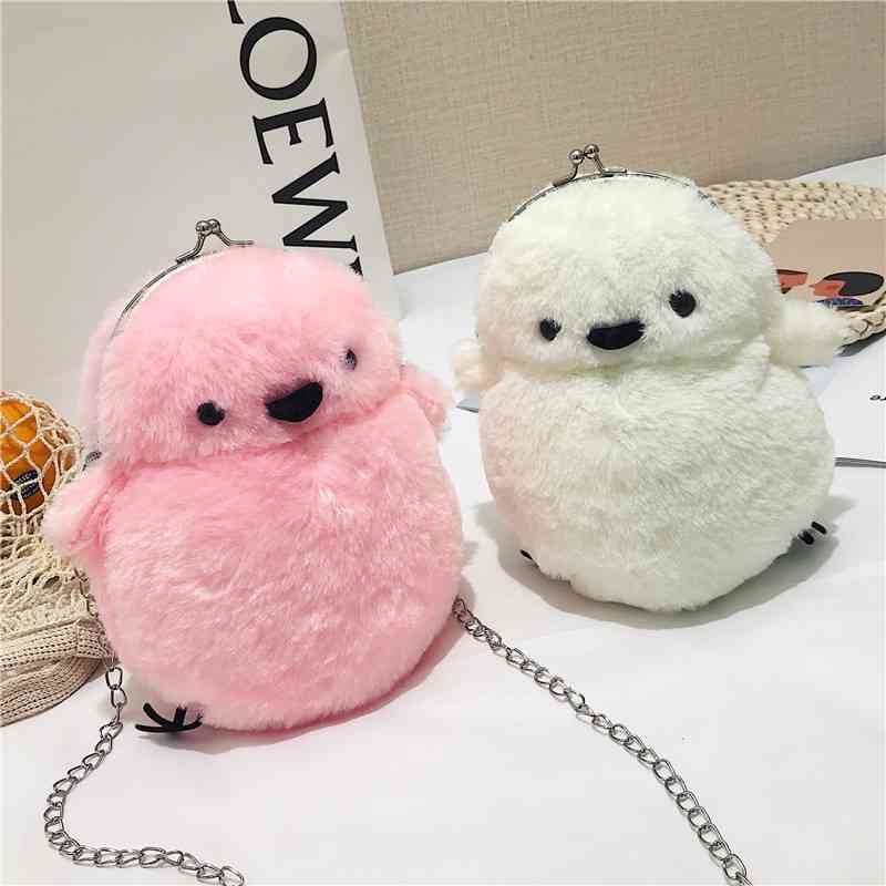 New cartoon cute one shoulder fashion personality creative messenger Plush chain chicken bag female, White
New cartoon cute one shoulder fashion personality creative messenger Plush chain chicken bag female, White