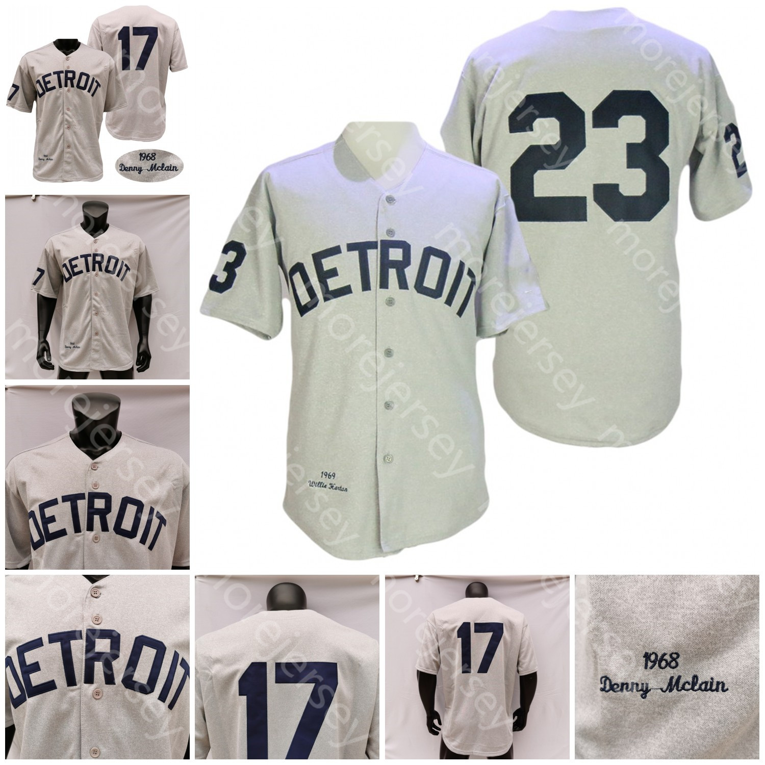 Denny McLain 1968 Vintage Jersey 23 Willie Horton 1969 All Stitched Embroidery Size S-3XL
