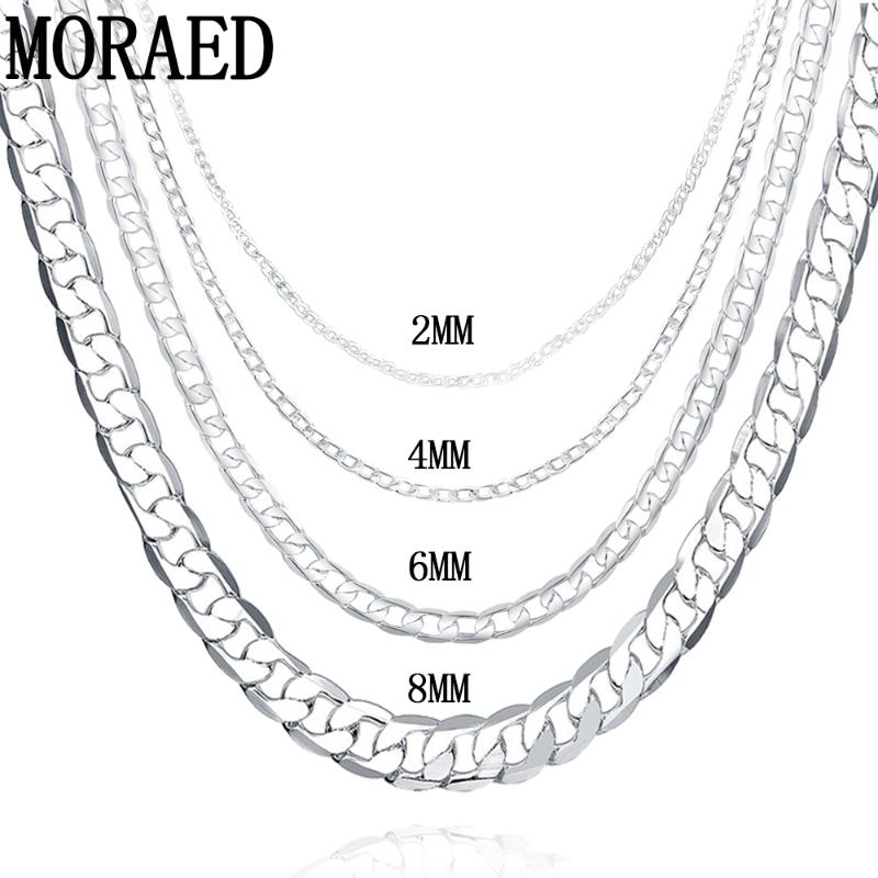 Chains Classic 925 Silver 2MM/4MM/6MM/8MM Italian Cuban Curb Chain Necklace Woman Man Solid Figaro Trendy Jewelry
Chains Classic 925 Silver 2MM/4MM/6MM/8MM Italian Cuban Curb Chain Necklace Woman Man Solid Figaro Trendy Jewelry