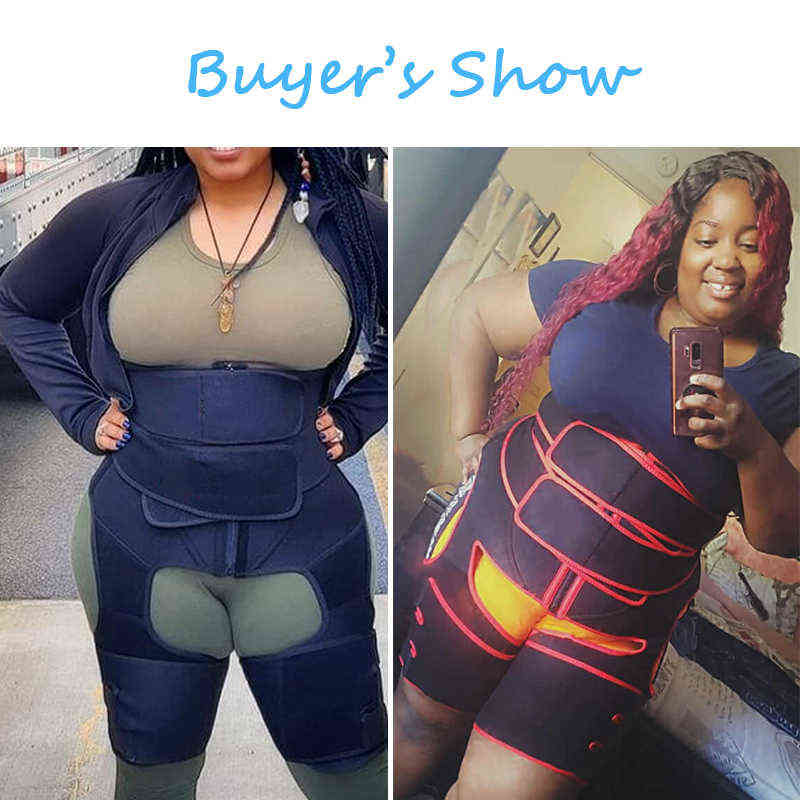 CXZD 3 in 1 Neoprene Belly Belt Thigh Trimmer Leg Shapers Body Shape Waist Trainer Butt Lifter Shapewear Women Weight Loss 211112
