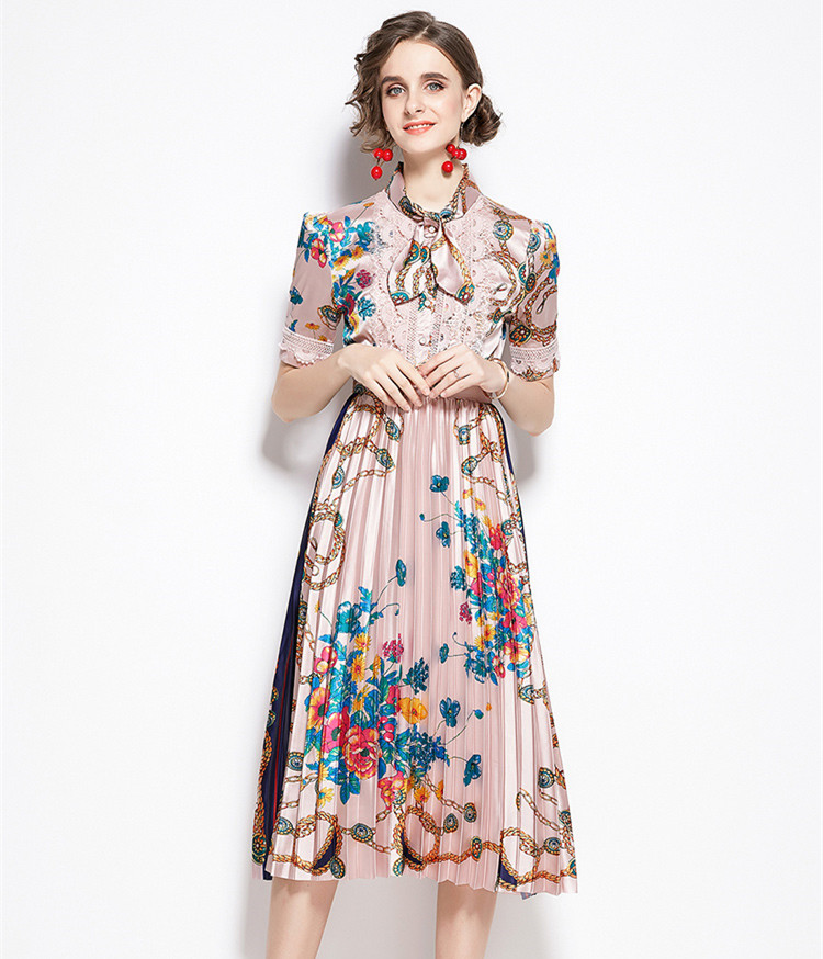 Runway Printed Bow Pleated Dresses Women Designer Long Sleeve A-Line Button Shirt Dress Business Office Prom Party Fashion Ladies Clothes For Spring Autumn Winter, Pink
Runway Printed Bow Pleated Dresses Women Designer Long Sleeve A-Line Button Shirt Dress Business Office Prom Party Fashion Ladies Clothes For Spring Autumn Winter, Pink