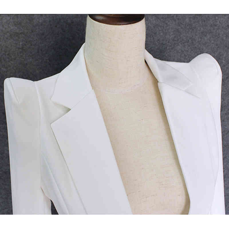 HIGH QUALITY Fashion Blazer Jacket Women's Soaring Shoulders Single Button Outer Wear 210521