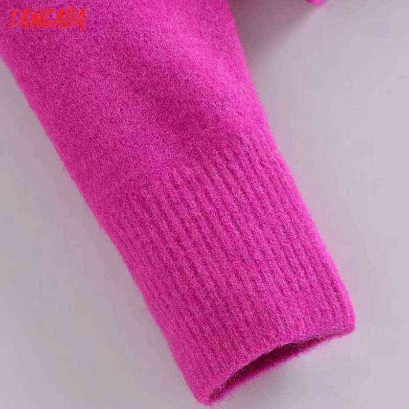 Tangada Women Warm Thick pink Oversized Knitted Sweater Jumper Long Sleeve Female Pullovers 3H285 211109