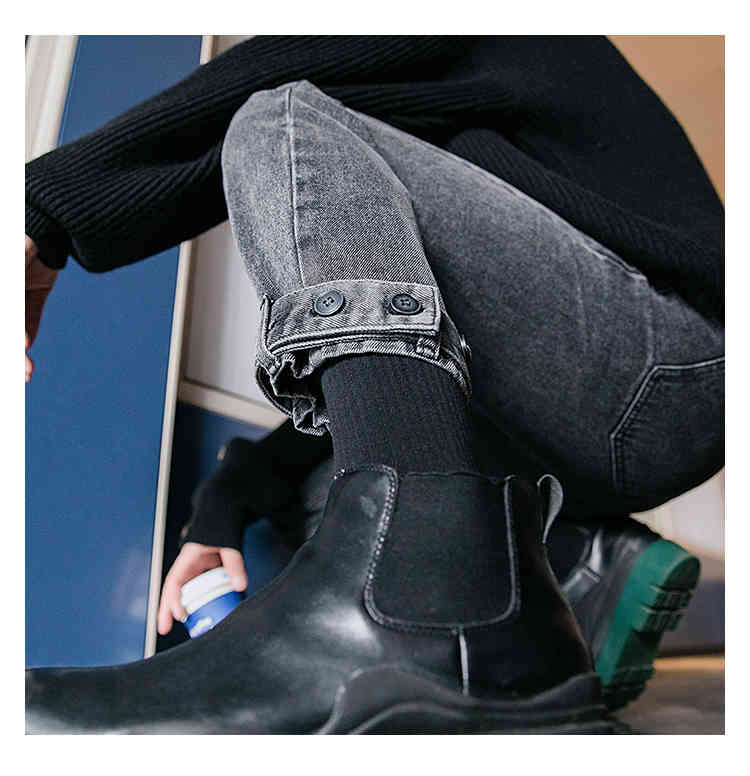 IEFB men's wear spring Autumn men's jeans loose casual Leggings Koean trend vintage denim pants dark gray blue 9Y4807 210524