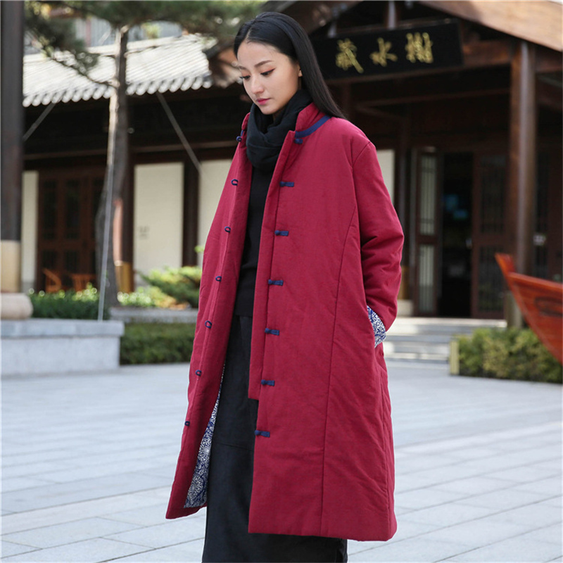 Johnature Women Vintage Warm Parkas Button Long Coats Stand Long Sleeve Winter Pockets Cotton Linen Female Parkas 210521
Johnature Women Vintage Warm Parkas Button Long Coats Stand Long Sleeve Winter Pockets Cotton Linen Female Parkas 210521
