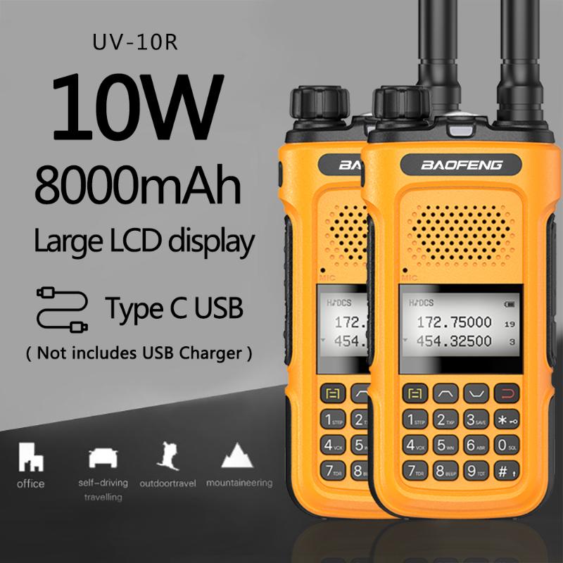 2pcs GenuineBaofeng UV-10R Walkie Talkie 30km 10W Dual Band Transceiver 136-174&400-520MHz Transmitter FCC&CE Two Way Radio
2pcs GenuineBaofeng UV-10R Walkie Talkie 30km 10W Dual Band Transceiver 136-174&400-520MHz Transmitter FCC&CE Two Way Radio