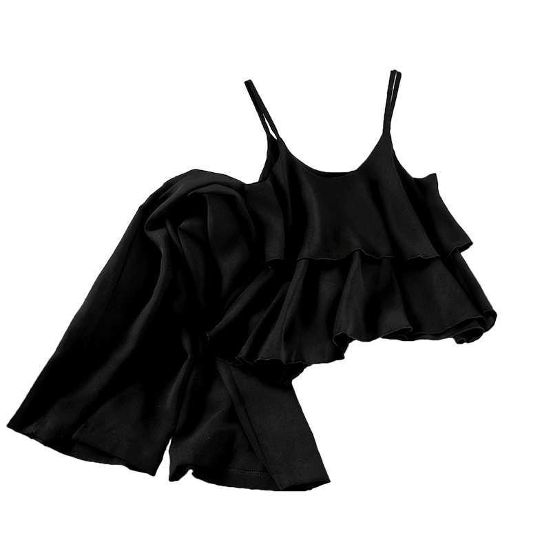 DEAT Women Long Pants Arrivals Sling Ruffles Backless Temperament Two Piece Set Fashion Spring Summer 11D383 210709