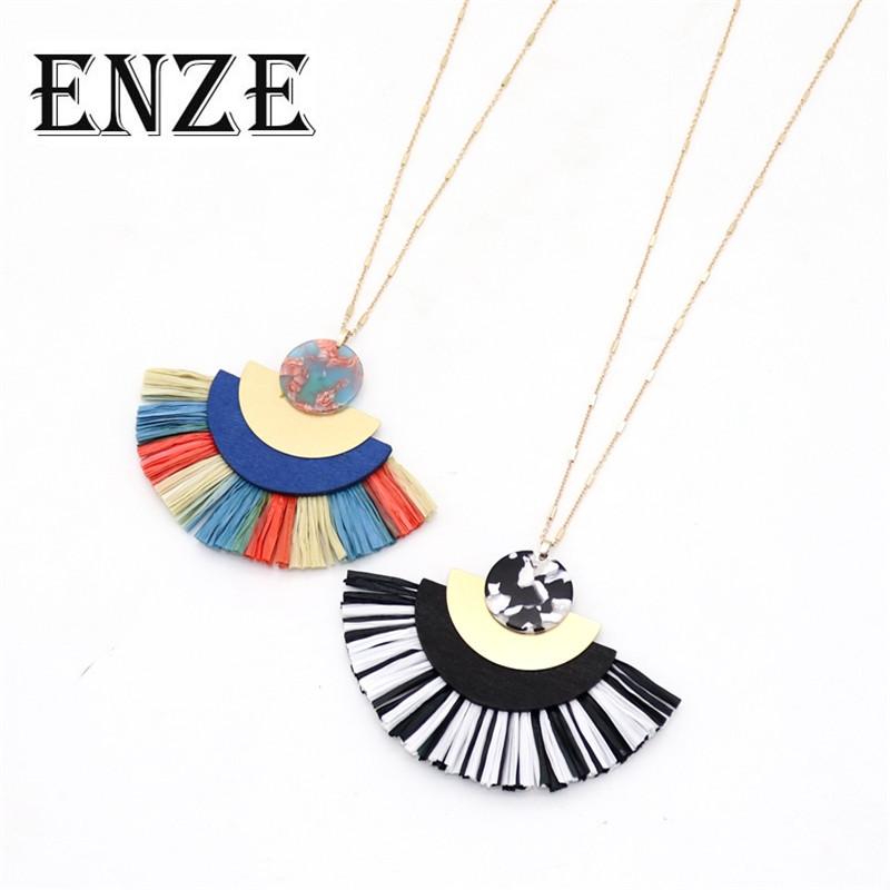 Pendant Necklaces ENZE Semicircular Wood Round Pattern Fan Geometry Tassel Bead Necklace Zinc Alloy Woman Long Retro Europe
Pendant Necklaces ENZE Semicircular Wood Round Pattern Fan Geometry Tassel Bead Necklace Zinc Alloy Woman Long Retro Europe