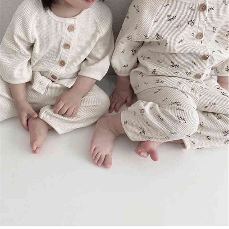 spring children suit boys and girls home sleeve baby pajamas suits for boy girl fashion clothes 210515