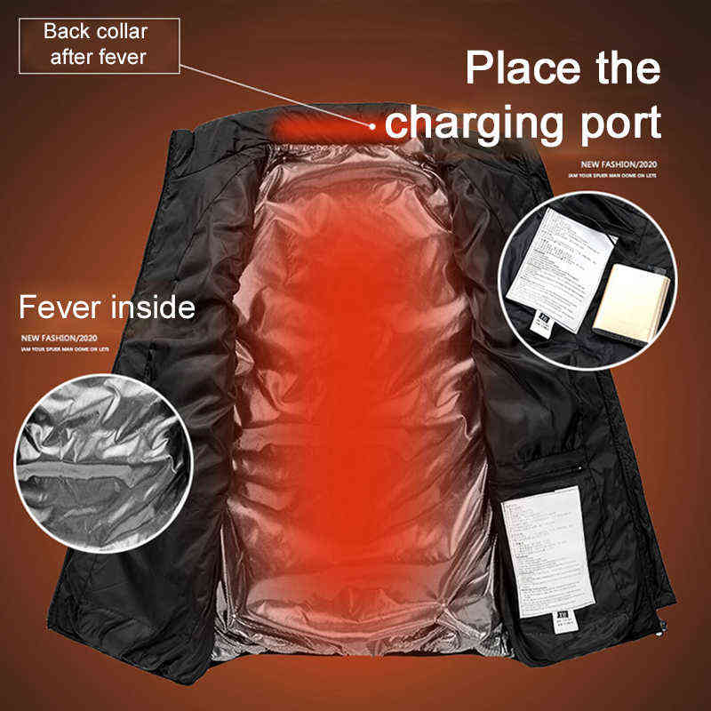 Men Women Winter USB Heating Vest Intelligent Electric Clothes Jacket Warm Up Pad Body Warmer 211111