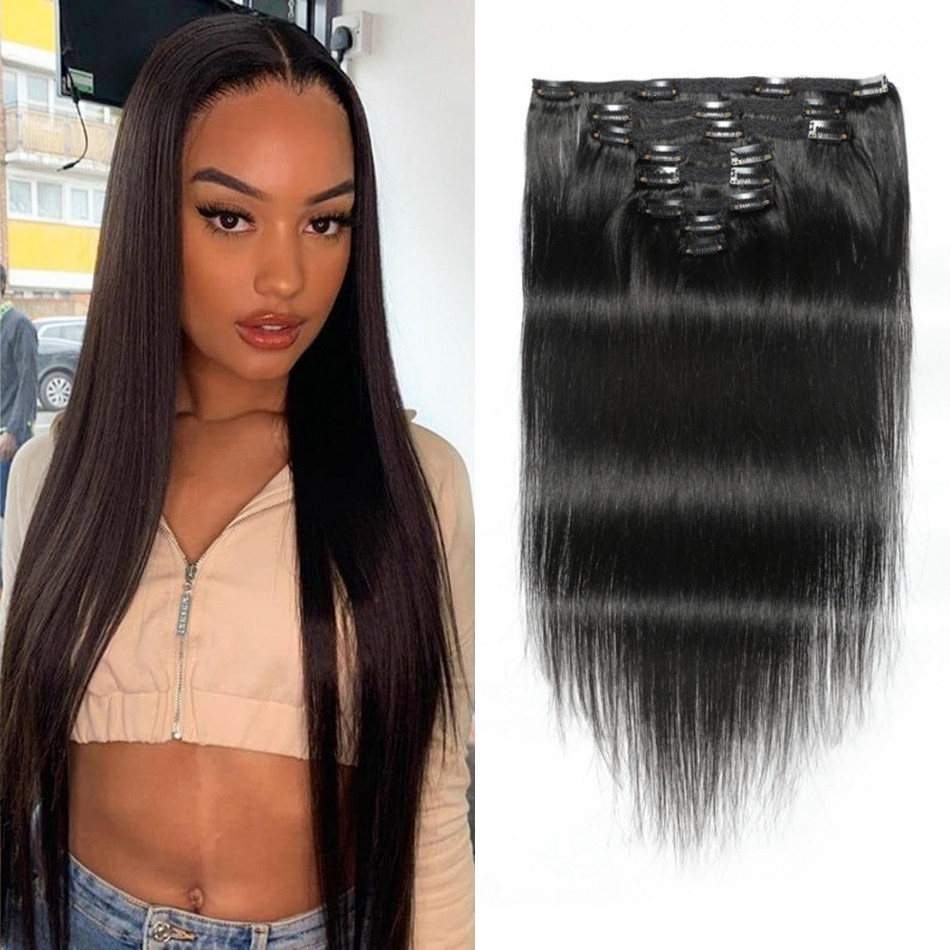 Brazilian Straight Clip In Human Hair Extensions 8 Pieces/Set 120G Natural Color 8-24 Inches Remy Wefts For Women
Brazilian Straight Clip In Human Hair Extensions 8 Pieces/Set 120G Natural Color 8-24 Inches Remy Wefts For Women