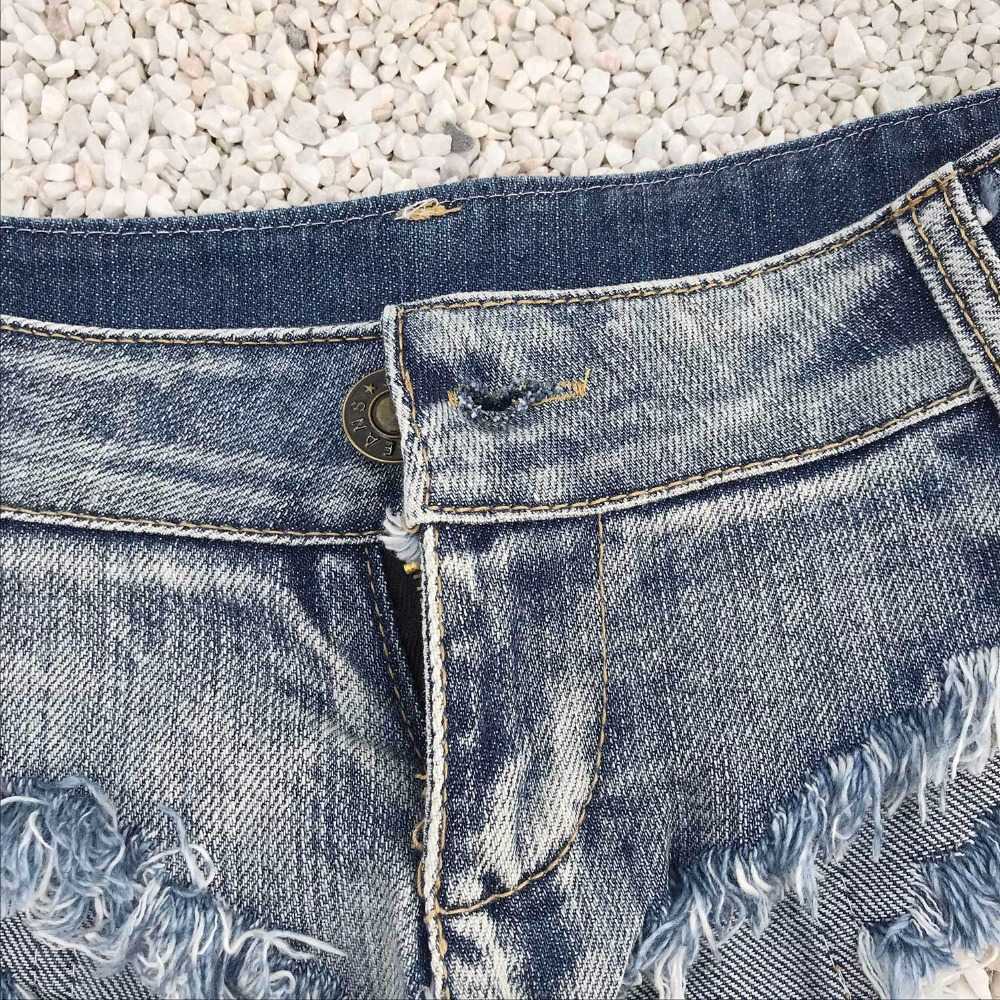 Summer Women's Low Waist Hole Mini Denim Jeans Shorts Sexy Dj Dance Clubwear Blue 210625