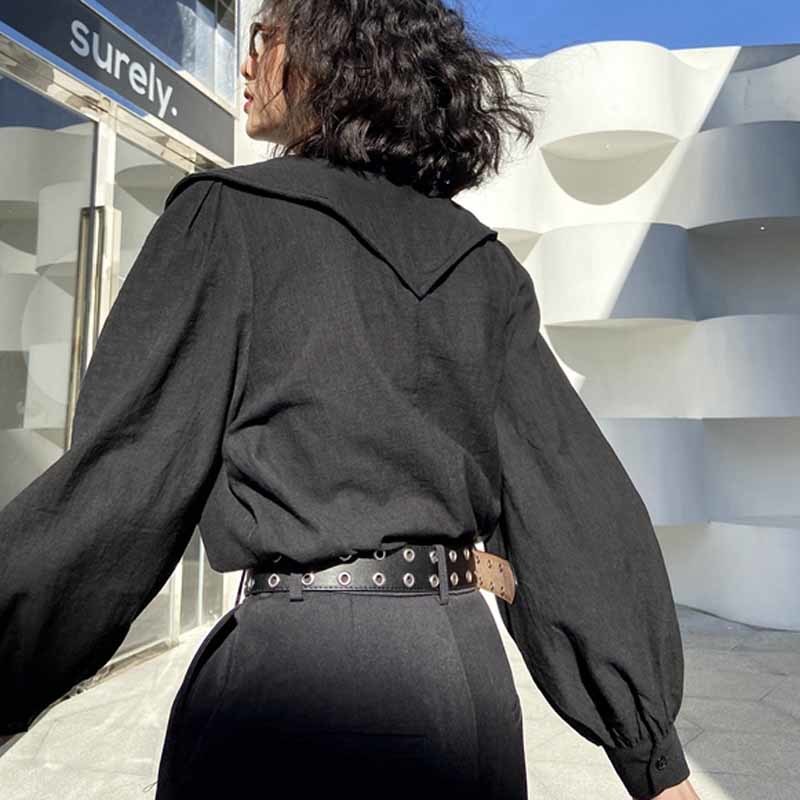 Vintage White Cotton Blouses and shirts Korean Chic Blouse Women Lantern Sleeve Autumn Casual linen Button Up ladies Shirt 12382 210506