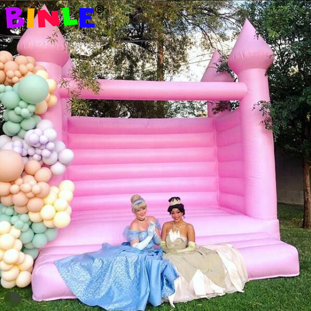 Pink Inflatable bouncy Castle white wedding bounce house combo Jumper Moon Bouncer for Party Time