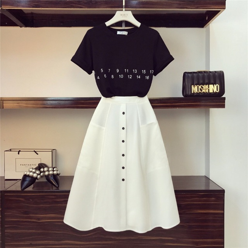 HIGH QUALITY Women Letter T-Shirt+High Waist Button Skirts 2PCS Clothing Set Summer Clothes Suits 210525, Picture color
HIGH QUALITY Women Letter T-Shirt+High Waist Button Skirts 2PCS Clothing Set Summer Clothes Suits 210525, Picture color