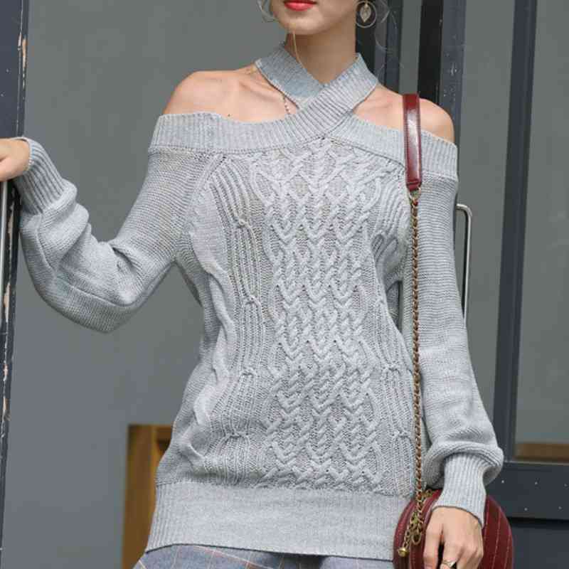 Sexy Off Shoulder Knitted Sweater Women Elegant Solid Skinny Slim Pullovers and Sweaters Autumn Jumpers Knitwear Pull 210603, Black
Sexy Off Shoulder Knitted Sweater Women Elegant Solid Skinny Slim Pullovers and Sweaters Autumn Jumpers Knitwear Pull 210603, Black
