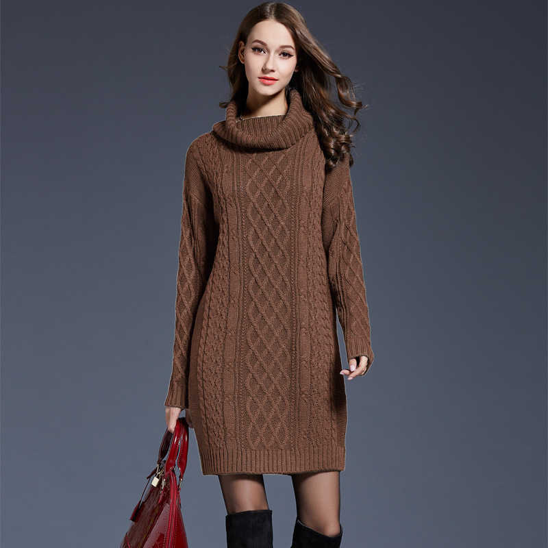 Female Turtleneck Thick Long Jumper Women Knitted Sweaters Casual Loose Slim Fit Winter Clothes Pullovers White Plus Size 210604