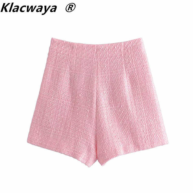 Klacwaya Za Blazer Women Fashion Pink Plaid Texture Casual Spring Autumn Office Double breasted Coat 210907