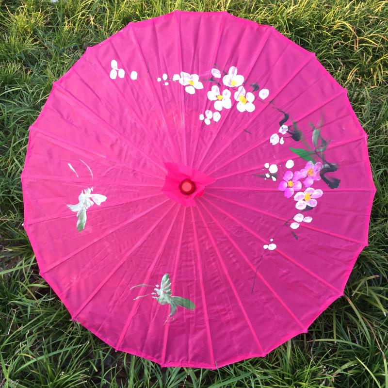 2021 100pcs/lot hand-painted flower design 12colors Chinese art umbrella bamboo frame silk parasol for bride & bridemaide