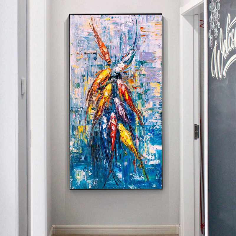 Koi Fish Pictures Oil Painting On Canvas Wall Art For Living Room Animal Posters And Prints Modern Home Decoration