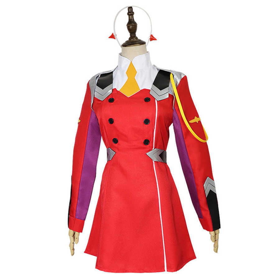 Zero Two Cosplay Costumes Anime DARLING in the FRANXX Zero Two 02 Dress Uniform Suits Headwear Wig Women Halloween Costume Dress G0925
