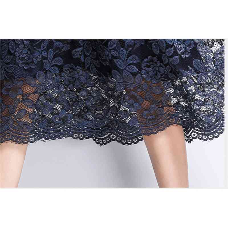 Arrival Spring Fashion Hollow Out Lace Dress Vintage Elegant Slim High Waist Long Dresses Vestidos 210520