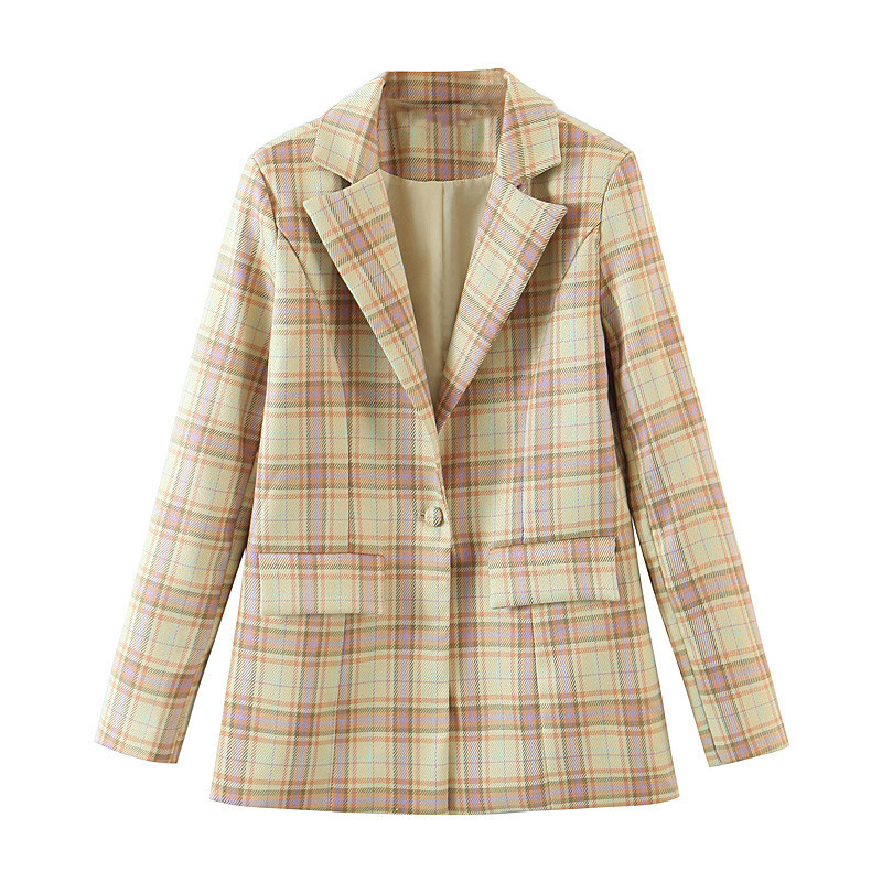 Boyfriend style One Button Mid Long Check Plaid Women Blazer High Waist Shorts Short Pants Sleeve Suits 3 Pieces Set 210429