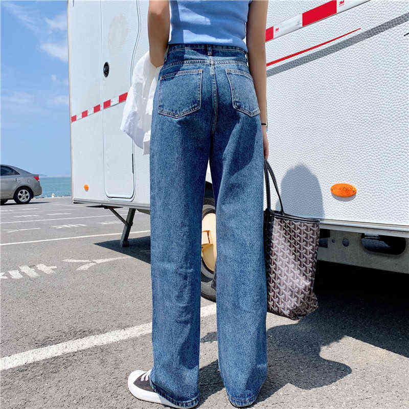 Women's Jeans Wide Leg Casual Streetwear Femme High Waist Trouser Vintage Baggy Jeans Fashion Straight Mom Denim Pants 211111