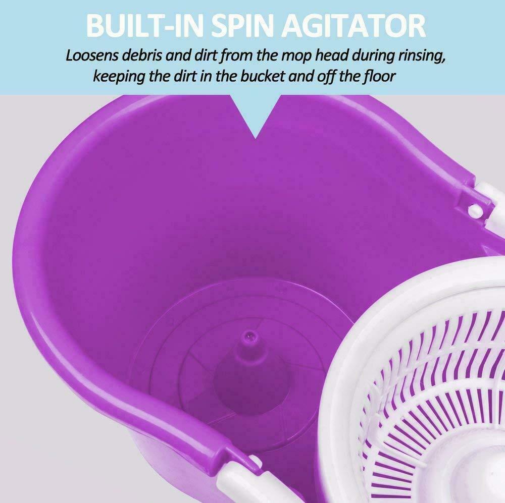 Microfiber Spinning Magic Floor Mop with Bucket 2 Head 360° Rotating Purple 
Microfiber Spinning Magic Floor Mop with Bucket 2 Head 360° Rotating Purple