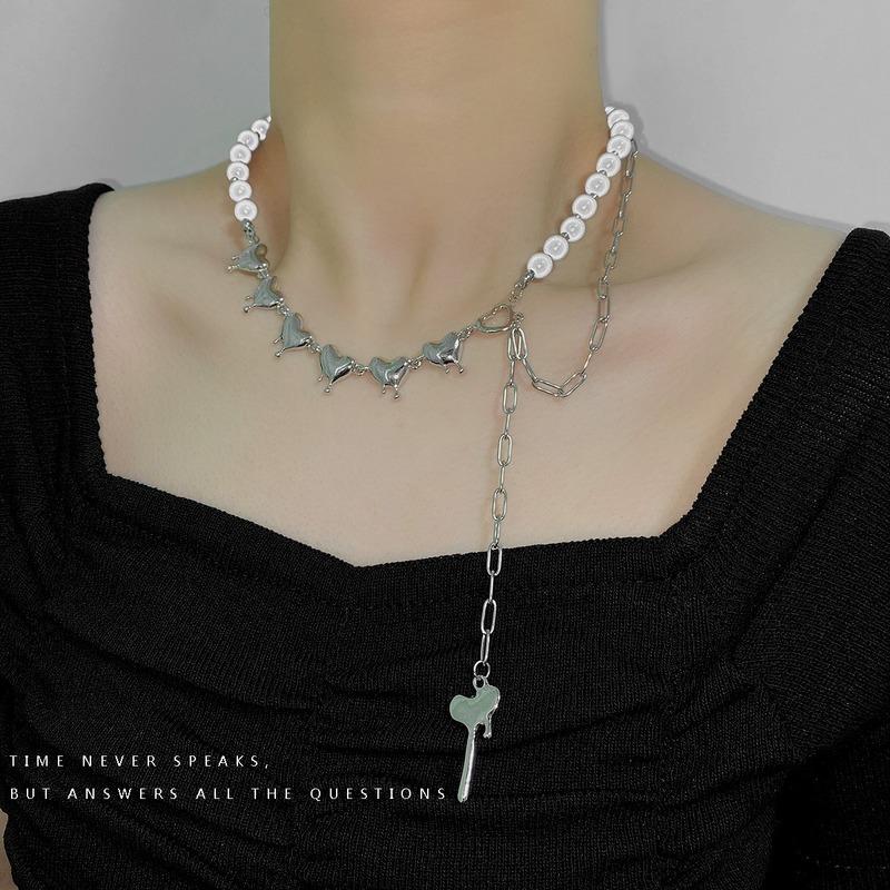 Chains Heart Necklace Woman Artificial Pearl Girls Necklaces Chain Pendant Jewelry Silver Color Vintage Kpop Stainless Collares
Chains Heart Necklace Woman Artificial Pearl Girls Necklaces Chain Pendant Jewelry Silver Color Vintage Kpop Stainless Collares