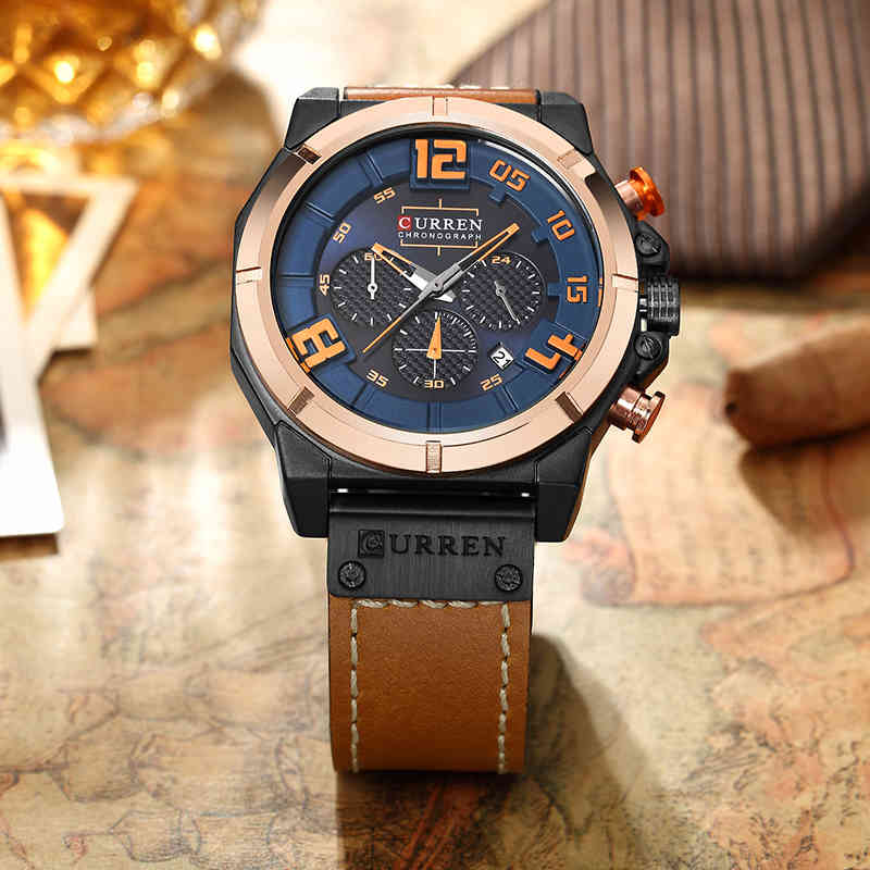 CURREN Top Brand Men Fashion Chronograph Quartz Watches Men's Leather Military Sport Wrist watch Male 24 Hours Date Analog Clock 210517, Black blue
CURREN Top Brand Men Fashion Chronograph Quartz Watches Men's Leather Military Sport Wrist watch Male 24 Hours Date Analog Clock 210517, Black blue