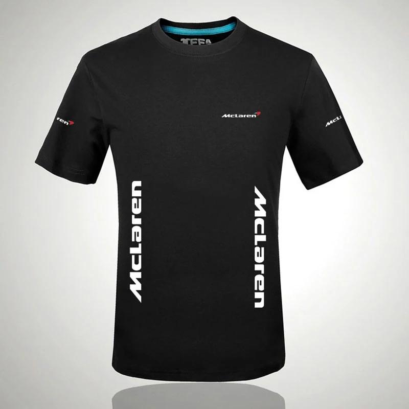 Men's T-Shirts Fashion Short Sleeve T-shirt Men Mclaren Print T Shirt O-neck Shirts Tops Clothes Tee, White;black