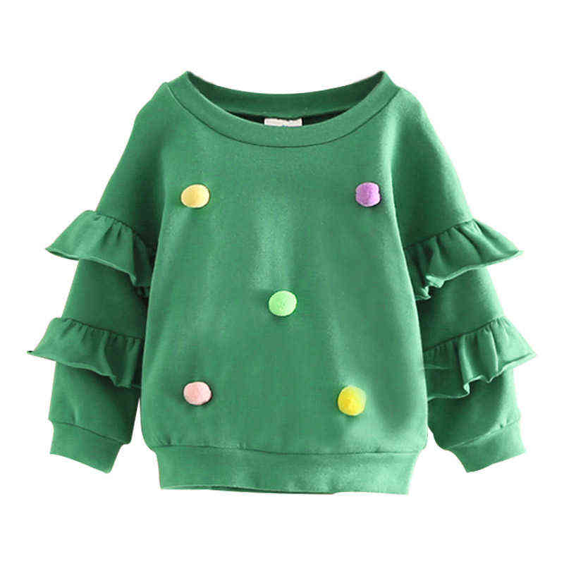 Spring Autumn 2 5 6 7 8 9 10 Years Children'S Birthday Gift Flare Trumpet Sleeve Decoration Coat Kids Baby Girl Sweatshirt 211110