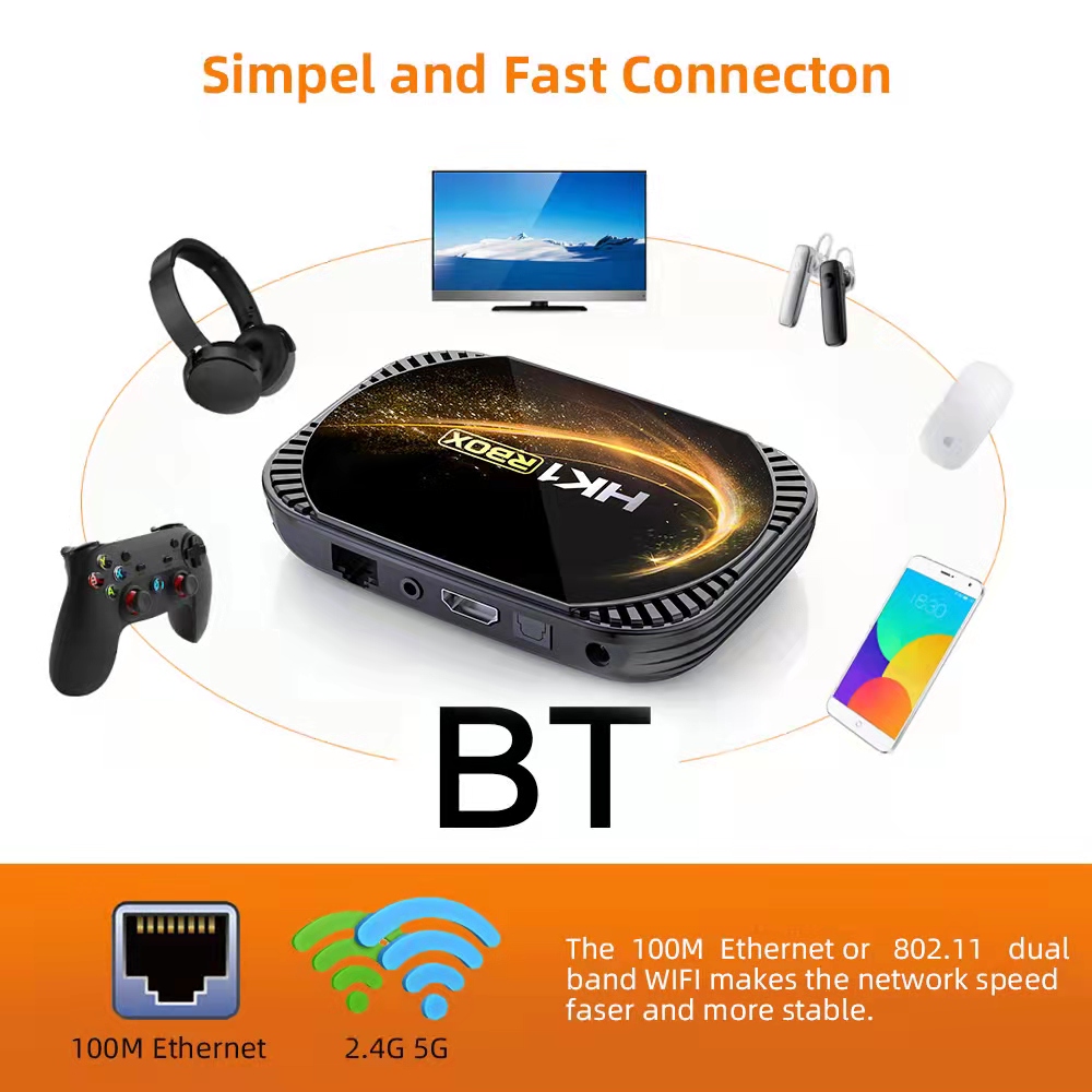 HK1 RBOX X4S TV BOX Amlogic S905X4 Android 11.0 Dual Wifi Support 4K 60fps Google Voice Assistant Youtube Media Player 2GB 4GB 32GB